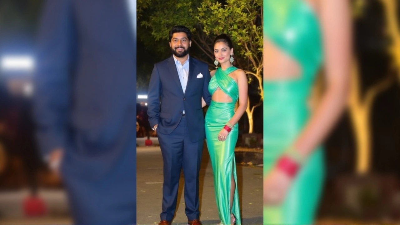 Siddharth Chopra and Neelam Upadhyaya Dazzle in Navy Suit and Metallic Green Gown at Wedding Festivities